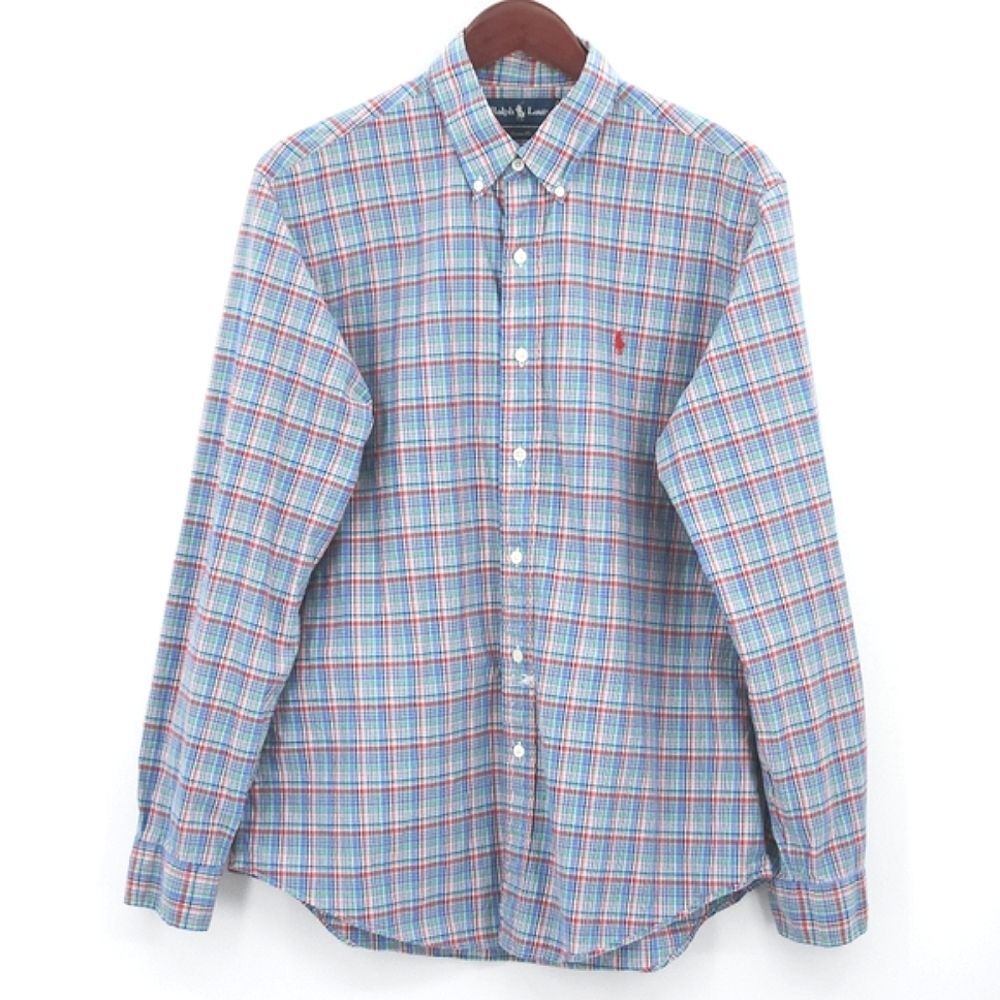 Ralph Lauren Shirt Mens Large Custom Fit Button Up Down Plaid Heritage Preppy